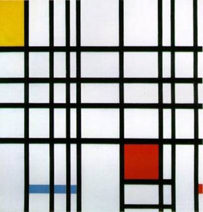 Piet Mondrian, Composition with Yellow, Blue, and Red, 1939-42, oil on canvas, 72.5 x 69 cm, Tate Gallery. London.